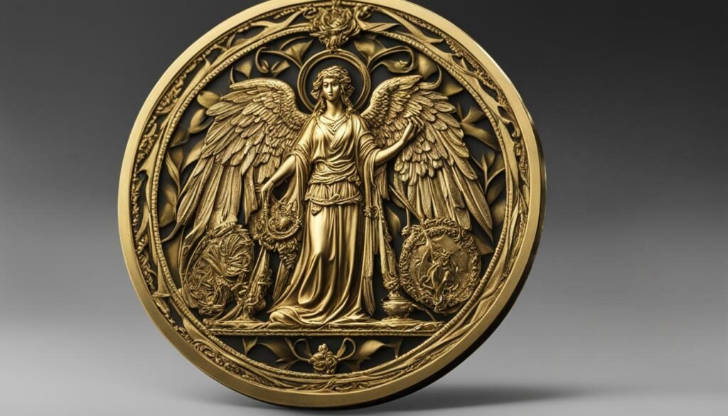 gold coin with angel design