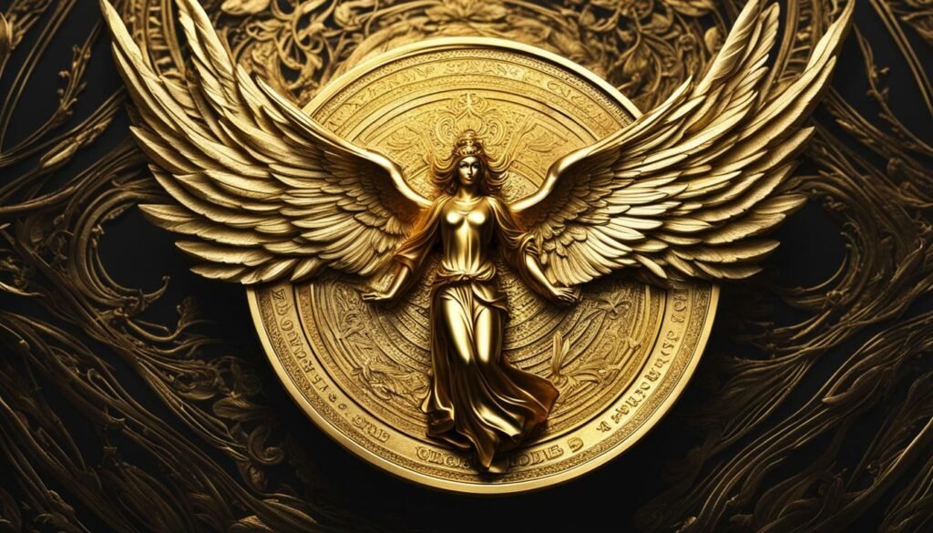 gold coin with angel on it