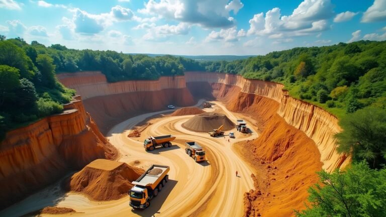 Aerial view of a gold mining site with machinery.Gold Mining Methods