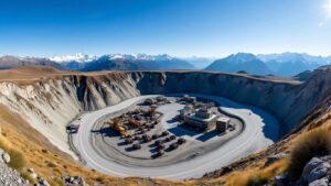 Yukon mountains with mining equipment under clear blue skies.Exploring the Rich History and Future of Mines in the Yukon