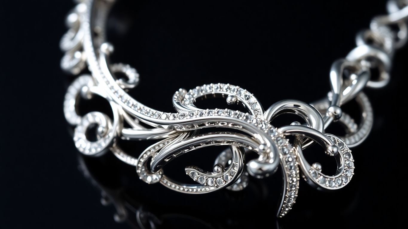 Close-up of shiny white gold jewelry.White Gold Properties