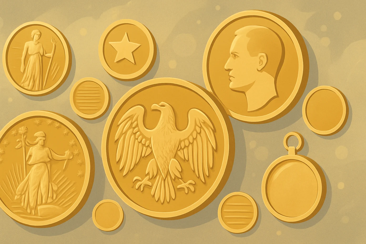 antique gold coins illustration