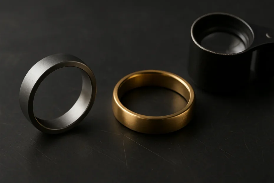 Titanium vs gold featured image with side-by-side ring comparison