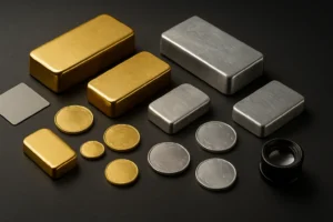 Gold and silver bullion featured image with bars and coins in editorial layout