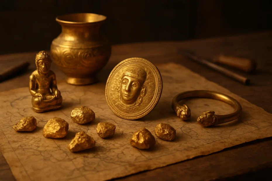 When gold was discovered featured image showing ancient gold artifacts and excavation context