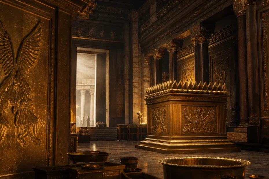 Documentary reconstruction of gold-covered interior surfaces in Solomon's Temple