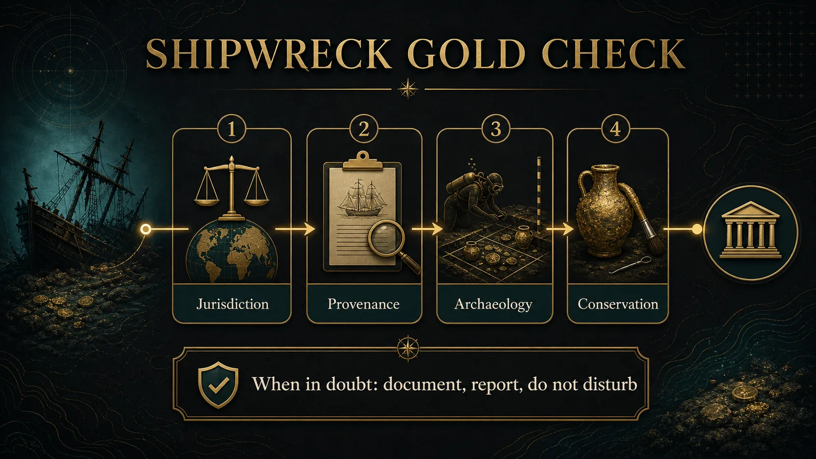 Infographic checklist for evaluating gold shipwreck discoveries responsibly