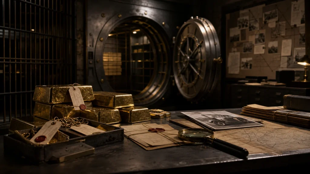 Gold bars and archival evidence for great gold heists of history