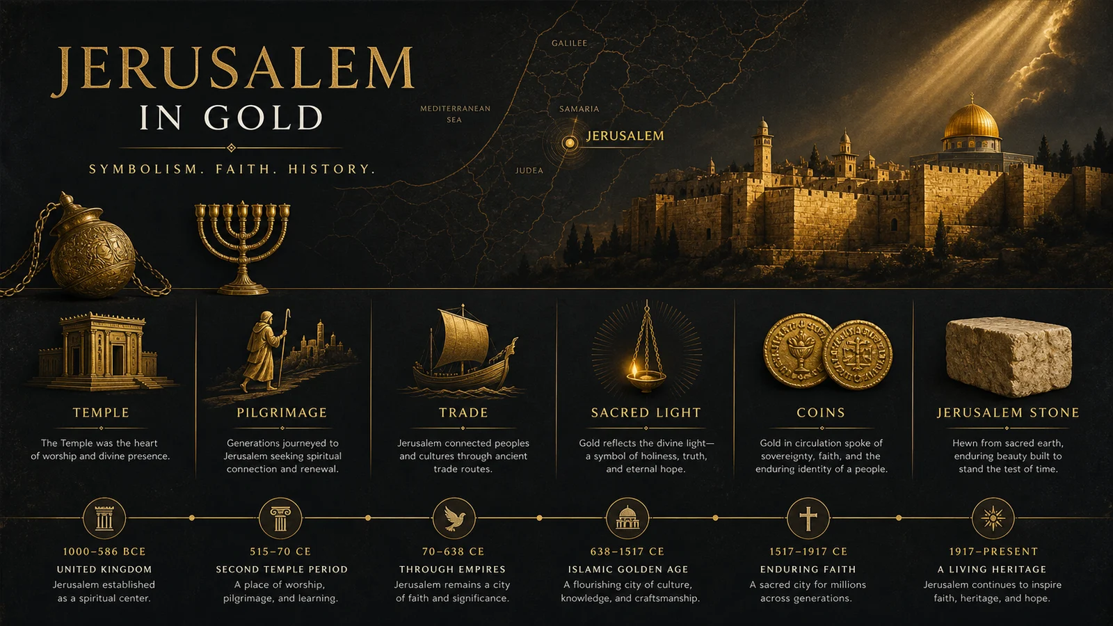 Jerusalem gold symbolism and history infographic