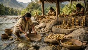 Pre-Columbian American goldworking and river gold recovery