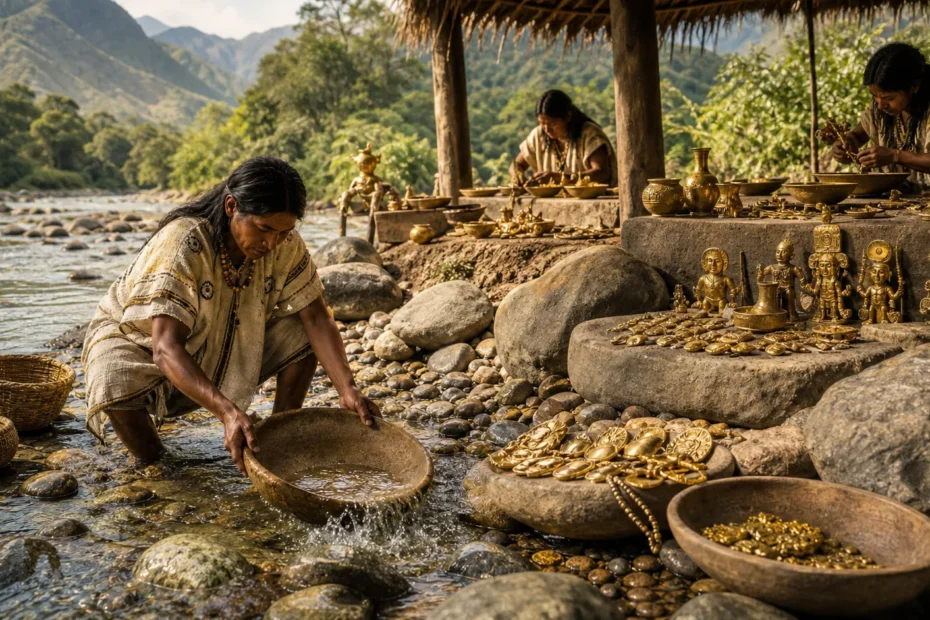 Pre-Columbian American goldworking and river gold recovery