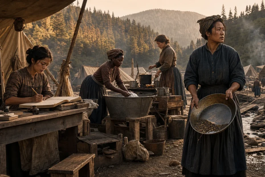 Women in the Gold Rush working in camp economy roles