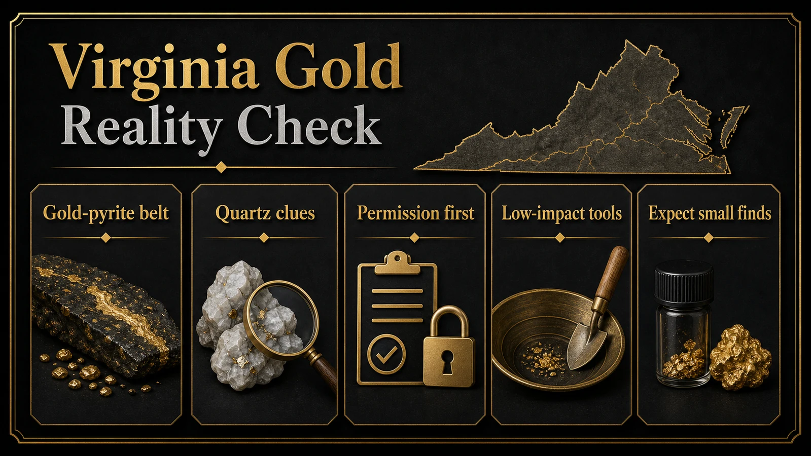 Virginia gold prospecting reality check infographic
