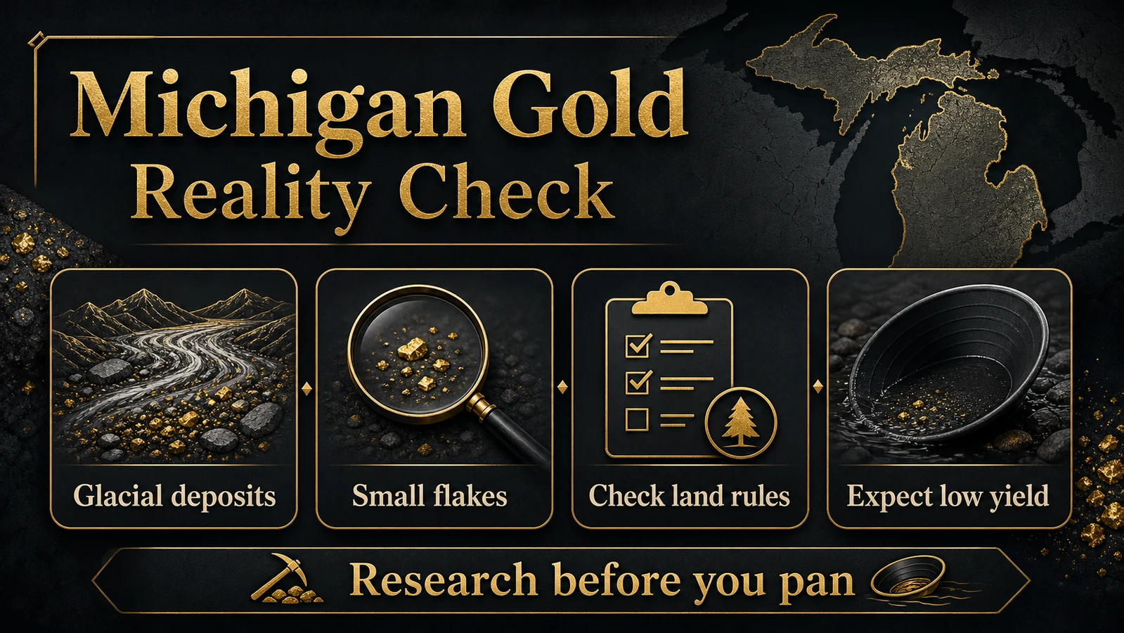 Michigan gold prospecting reality check infographic