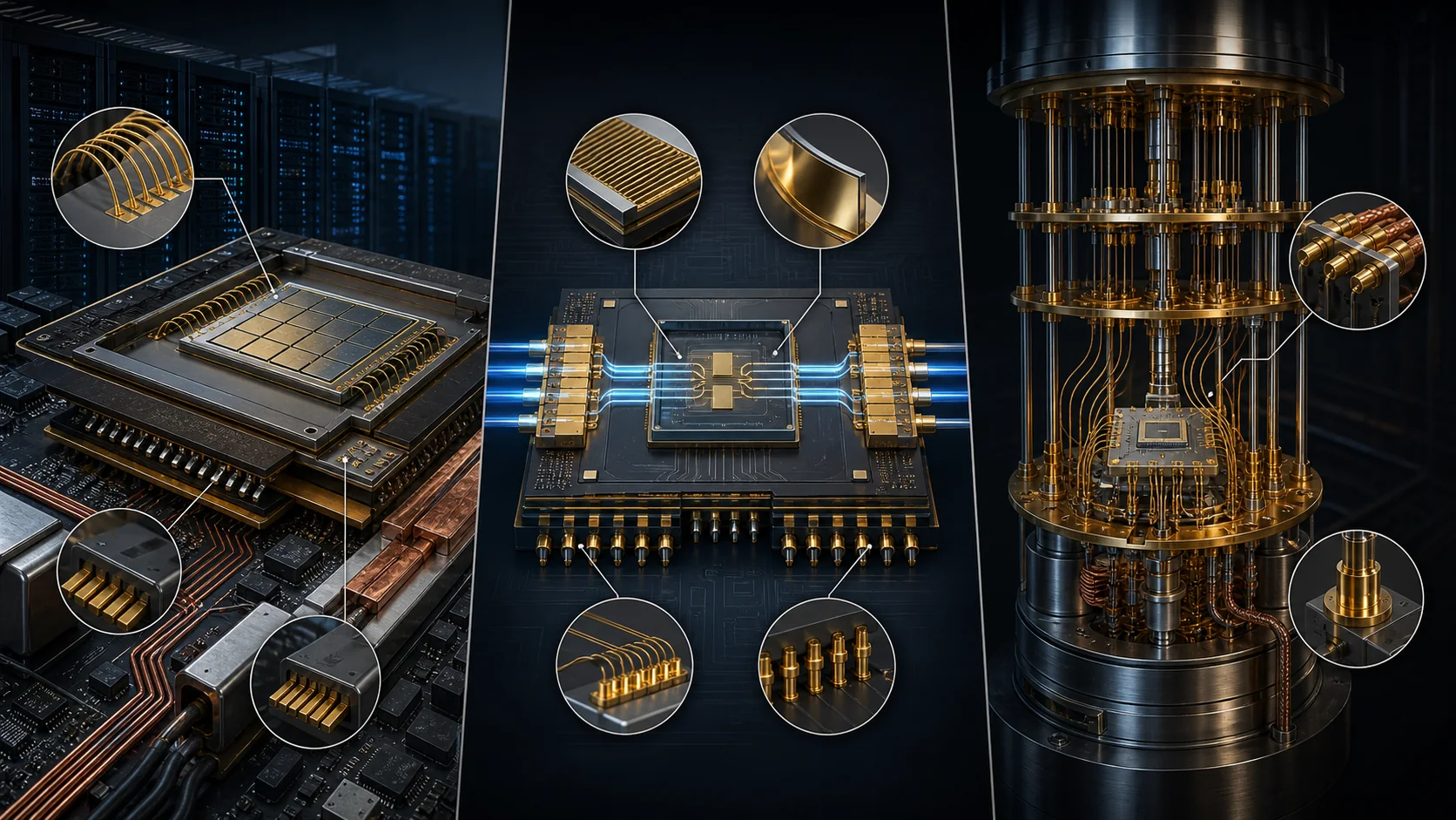 Gold use across AI servers, photonic links, and selected quantum computing hardware