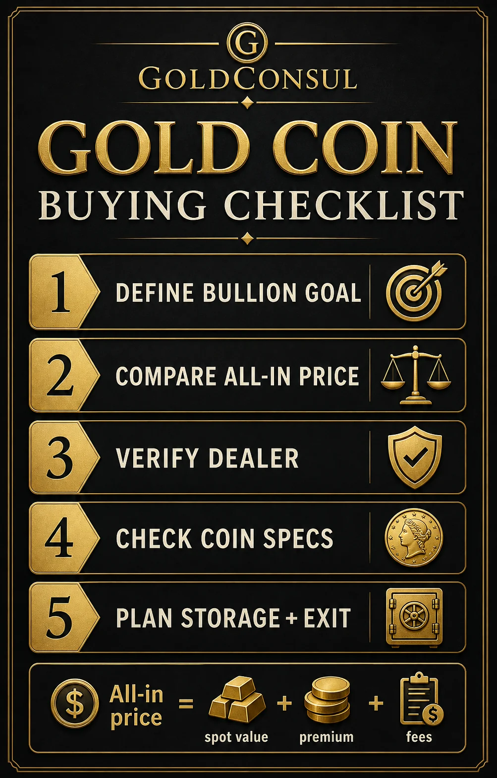 Five-step gold coin buying checklist