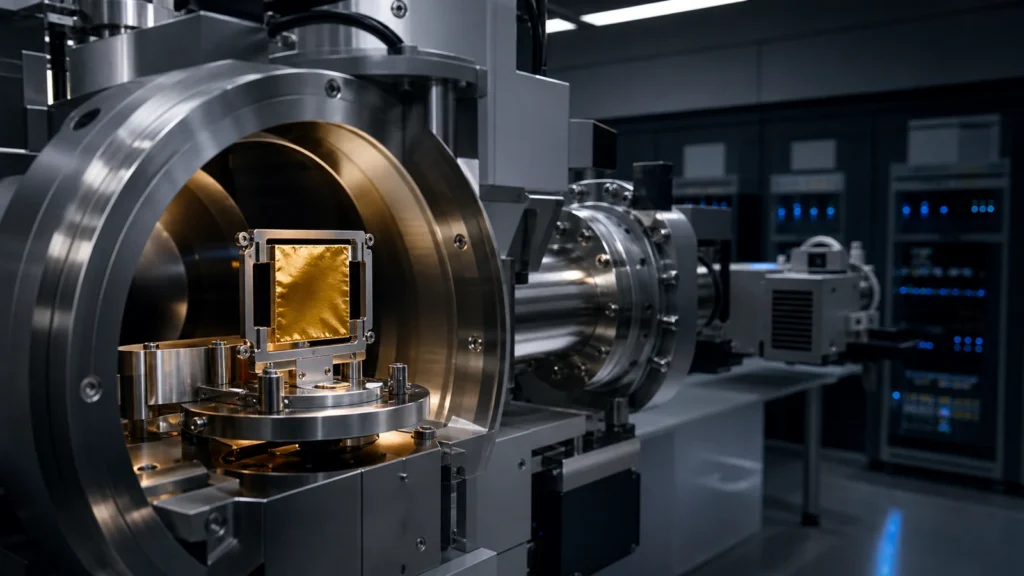 Gold sample target and scientific instrumentation in a clean isotope research laboratory