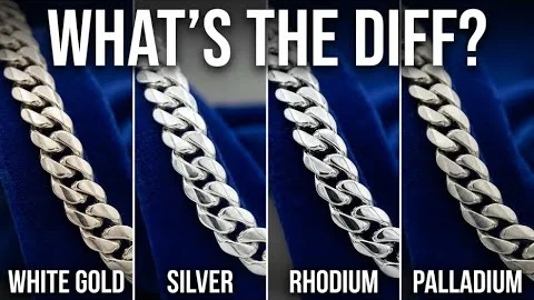 White gold, silver, rhodium, and palladium jewelry comparison
